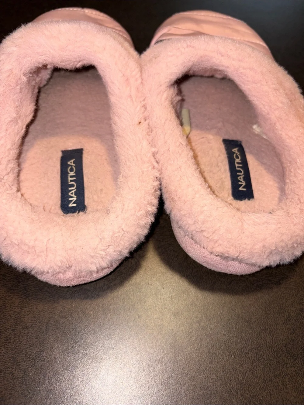 Nautica Kids Pink Plush Quilted Slip-On Slippers